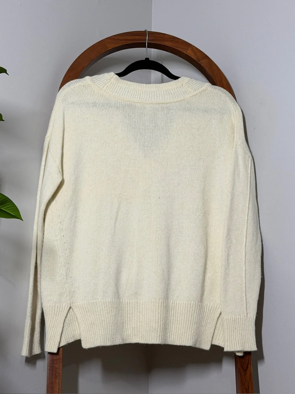Madewell SMALL Ivory V Neck Wool Yak Blend Pullover Sweater